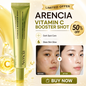 Arencia Vitamin C Booster Shot – Dark Spot Care & Glass Skin Glow – Brightens Skin, Fades Dark Spots, Deep Hydration – Face & Eye Cream Moisturizer – For Radiant, Even-Toned Skin