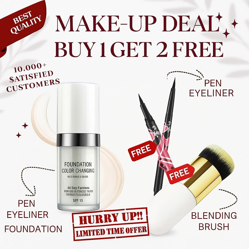 Flawless Makeup Deal: Buy 1 TLM Foundation & Get Free Blending Brush + Pen Eyeliner