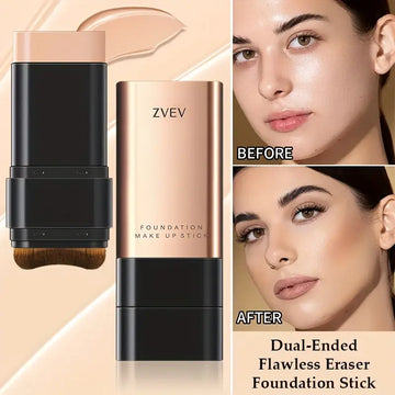 2-in-1 Flawless Foundation Stick with Built-in Brush |  Full Coverage for Spots, Dark Circles & Blemishes, Long-Lasting Wear |  for All Skin Type