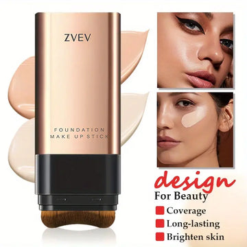 2-in-1 Flawless Foundation Stick with Built-in Brush |  Full Coverage for Spots, Dark Circles & Blemishes, Long-Lasting Wear |  for All Skin Type